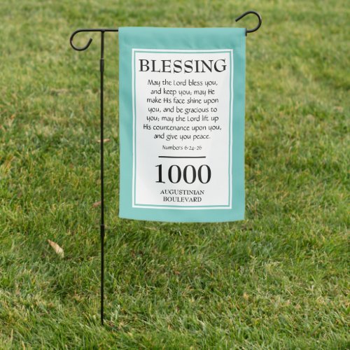 Personalized  THE LORD BLESS YOU  Address Teal Garden Flag