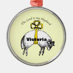 Personalized The LORD is my shepherd Psalm 23 Metal Ornament