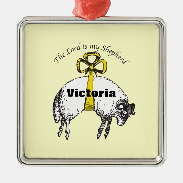 Personalized The LORD is my shepherd Psalm 23 Metal Ornament (Front)