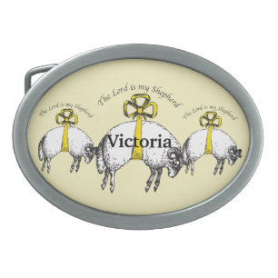 Personalized The LORD is my shepherd Psalm 23 Oval Belt Buckle
