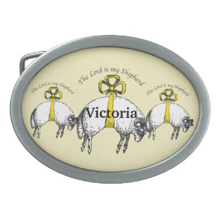 Personalized The LORD is my shepherd Psalm 23 Oval Belt Buckle