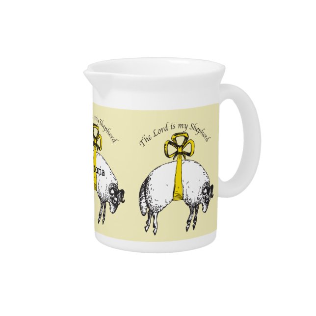 Personalized The LORD is my shepherd Psalm 23 Pitcher (Right)