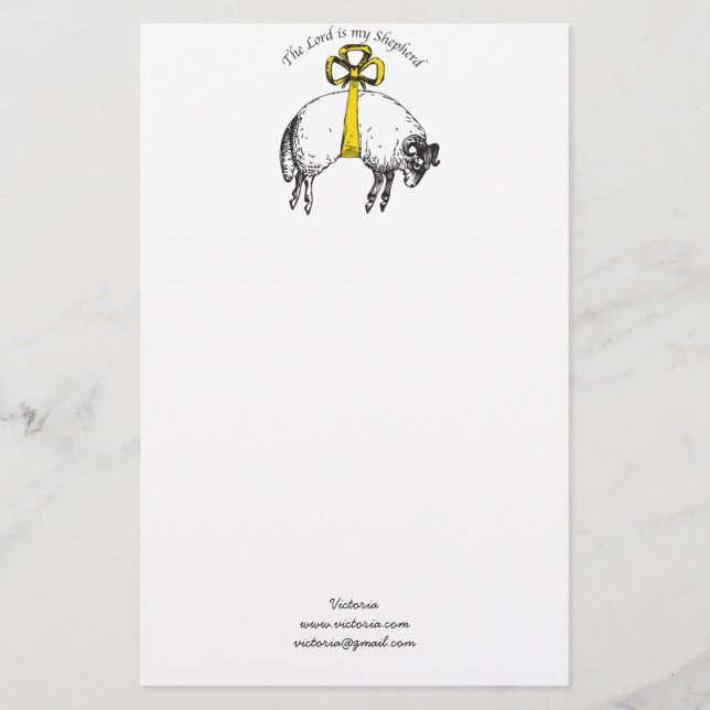 Personalized The LORD is my shepherd Psalm 23 Stationery (Front)
