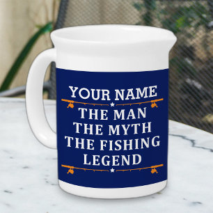 Personalized The Man The Myth The Fishing Legend Beverage Pitcher