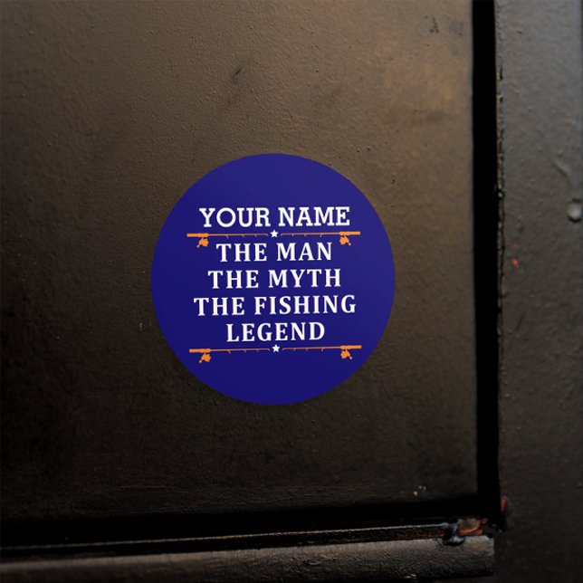 Personalized The Man The Myth The Fishing Legend Classic Round Sticker (Creator Uploaded)