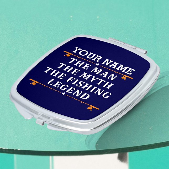 Personalized The Man The Myth The Fishing Legend Compact Mirror (Creator Uploaded)