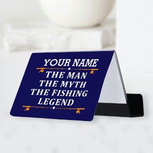 Personalized The Man The Myth The Fishing Legend Desk Business Card Holder