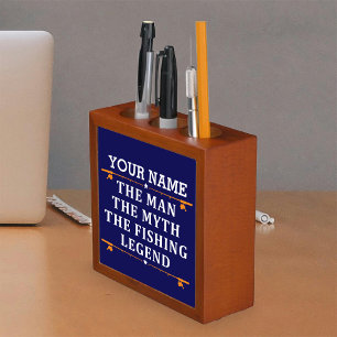 Personalized The Man The Myth The Fishing Legend Desk Organizer