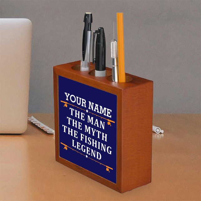 Personalized The Man The Myth The Fishing Legend Desk Organizer (Creator Uploaded)