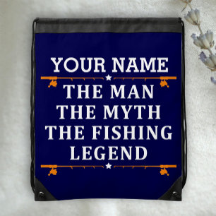 Personalized The Man The Myth The Fishing Legend Drawstring Bag