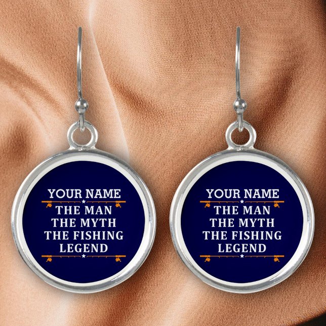 Personalized The Man The Myth The Fishing Legend Earrings (Creator Uploaded)