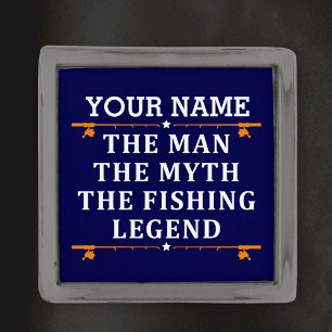 Personalized The Man The Myth The Fishing Legend Gunmetal Finish Lapel Pin