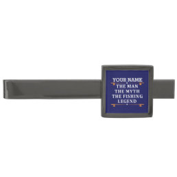 Personalized The Man The Myth The Fishing Legend Gunmetal Finish Tie Bar