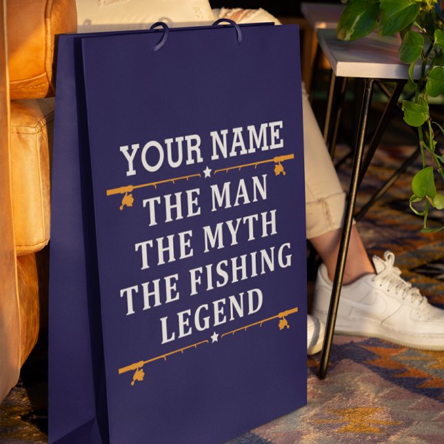 Personalized The Man The Myth The Fishing Legend Medium Gift Bag (Creator Uploaded)
