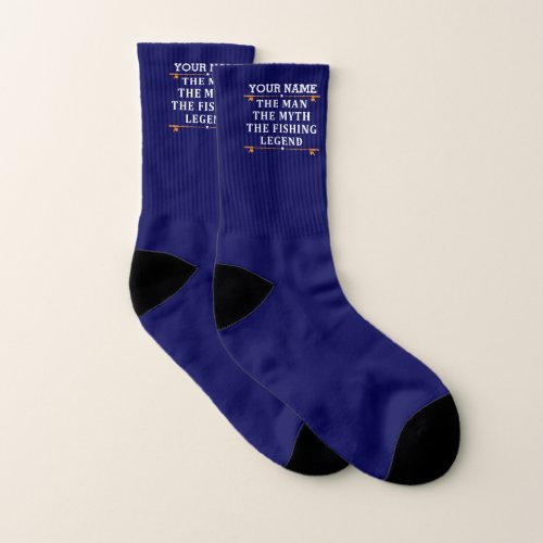 Personalized The Man The Myth The Fishing Legend Socks