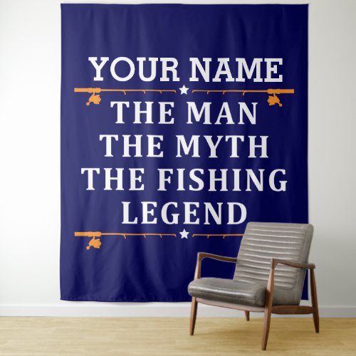Personalized The Man The Myth The Fishing Legend Tapestry