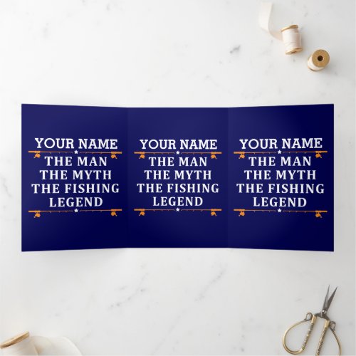 Personalized The Man The Myth The Fishing Legend Tri_Fold Card