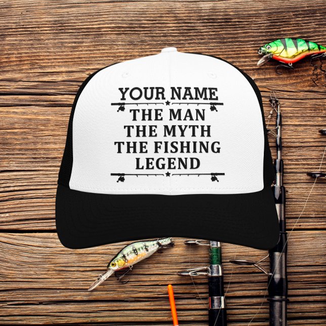 Personalized The Man The Myth The Fishing Legend Trucker Hat (Creator Uploaded)
