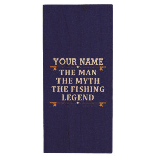 Personalized The Man The Myth The Fishing Legend Wood Flash Drive