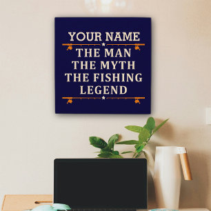 Personalized The Man The Myth The Fishing Legend Wood Wall Art