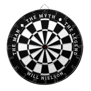 Personalized "The man, the myth, the legend" Black Dart Board