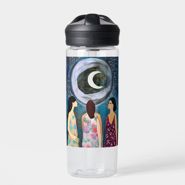 Personalized The Moon Blessing Women Artwork Water Bottle (Front)