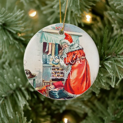 Personalized The Night Before Christmas 2021 Ceramic Ornament
