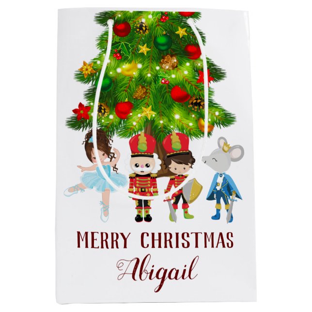 Personalized The Nutcracker Ballet Christmas Medium Gift Bag (Front)