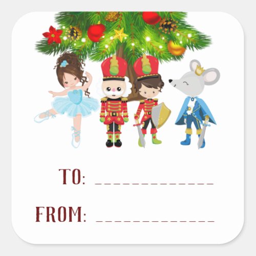 Personalized The Nutcracker Ballet Christmas Square Sticker