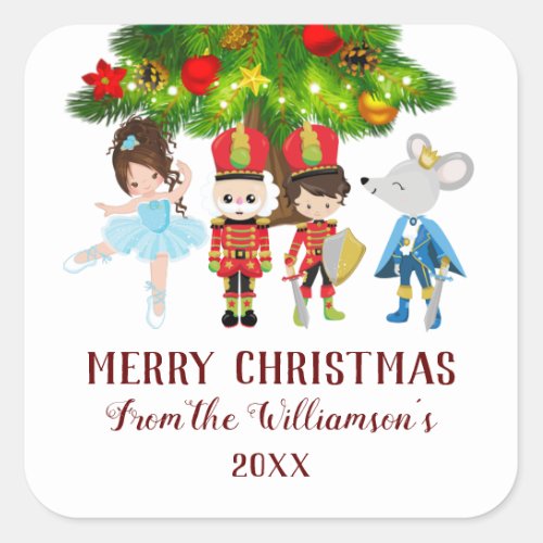 Personalized The Nutcracker Ballet Christmas Square Sticker