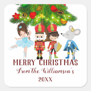 Personalized The Nutcracker Ballet Christmas Square Sticker