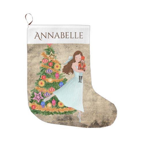 Personalized The Nutcracker Clara Ballet Holiday Large Christmas Stocking