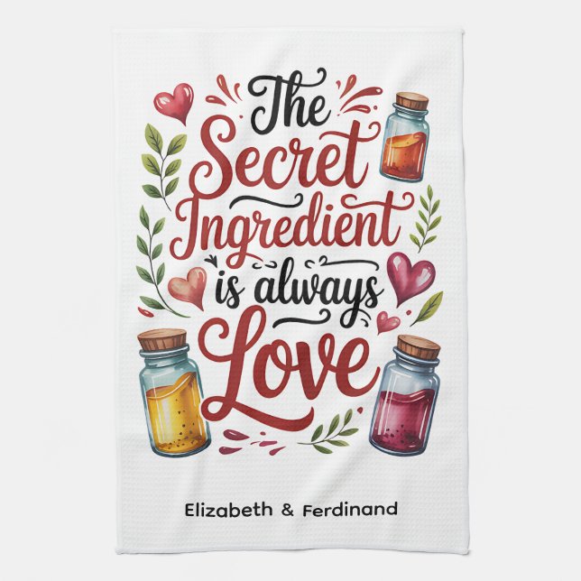 Personalized The Secret Ingredient... Kitchen Towel (Vertical)