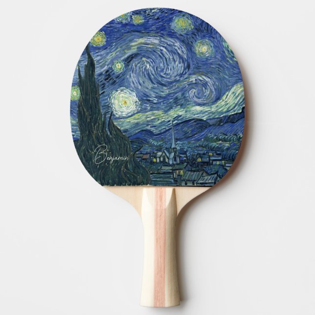 Personalized-The Starry Night-Vincent van Gogh Ping Pong Paddle (Front)