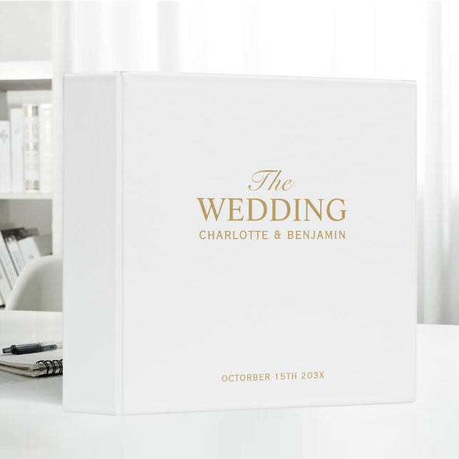 Personalized The Wedding Album Elegant Minimalist 3 Ring Binder (Creator Uploaded)