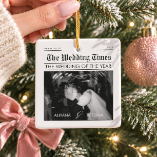 Personalized The Wedding Times Newspaper Ceramic Ornament