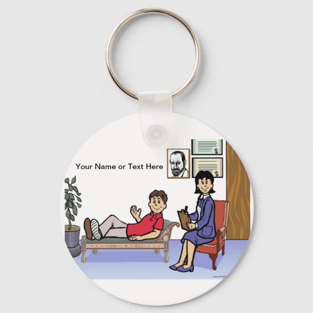 Personalized Therapist, Counselor - Female Cartoon Keychain (Front)