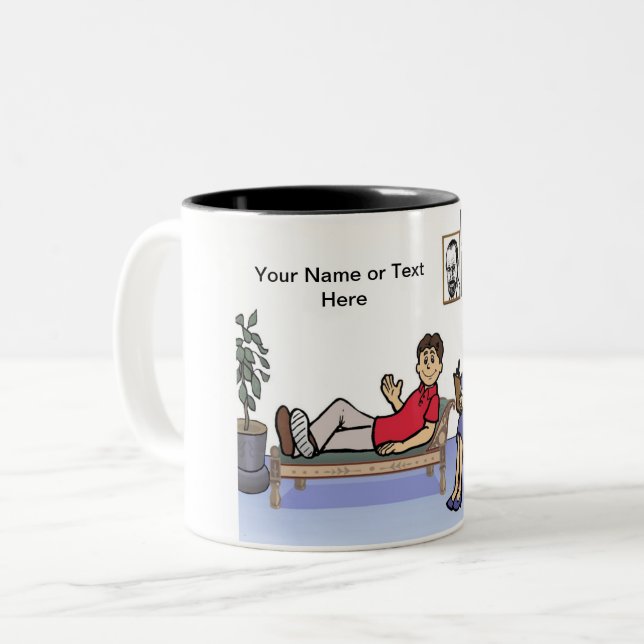 Personalized Therapist, Counselor - Female Cartoon Two-Tone Coffee Mug (Front Left)