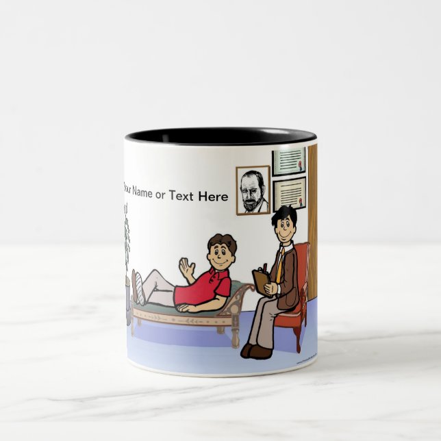 Personalized Therapist, Counselor - Male Cartoon Two-Tone Coffee Mug (Center)