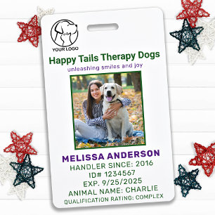 Personalized Therapy Animal Dog Photo ID Badge