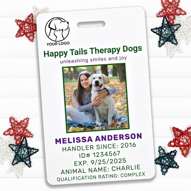 Personalized Therapy Animal Dog Photo ID Badge (Creator Uploaded)