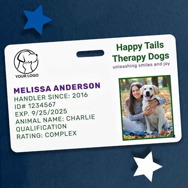 Personalized Therapy Animal Dog Photo ID Badge (Creator Uploaded)