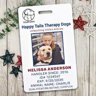 Personalized Therapy Dog Animal Photo ID Badge