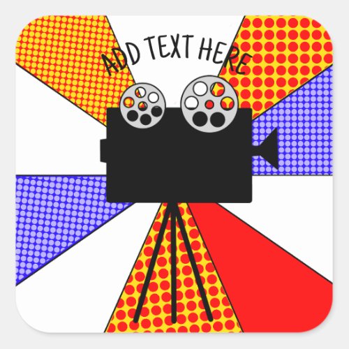 Personalized these Retro Pop Art Movie Projector   Square Sticker