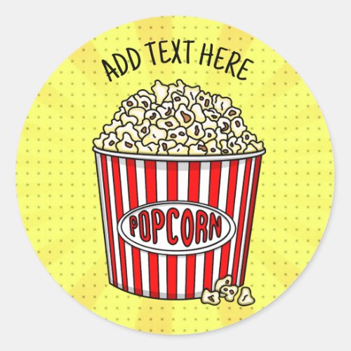 Personalized these Retro Pop Art Popcorn     Classic Round Sticker