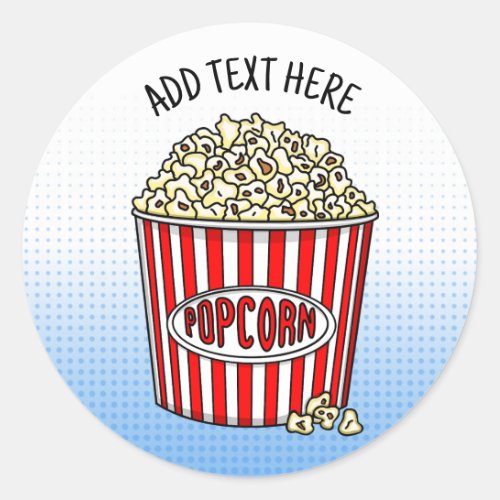 Personalized these Retro Pop Art Popcorn    Classic Round Sticker