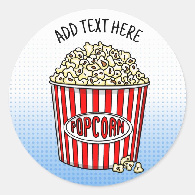 Personalized these Retro Pop Art Popcorn    Classic Round Sticker (Front)