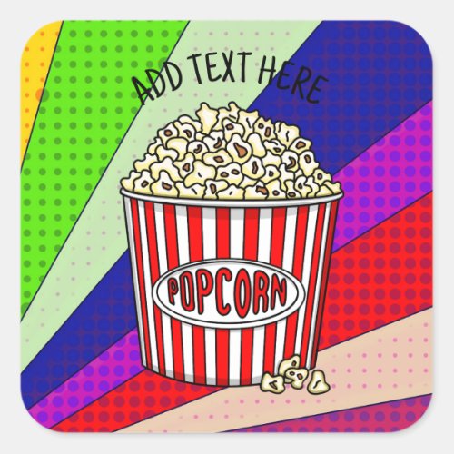 Personalized these Retro Pop Art Popcorn    Square Sticker