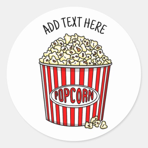 Personalized these Retro Popcorn  Classic Round Sticker