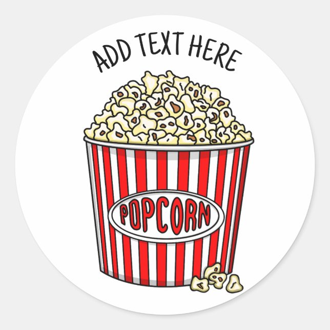 Personalized these Retro Popcorn  Classic Round Sticker (Front)